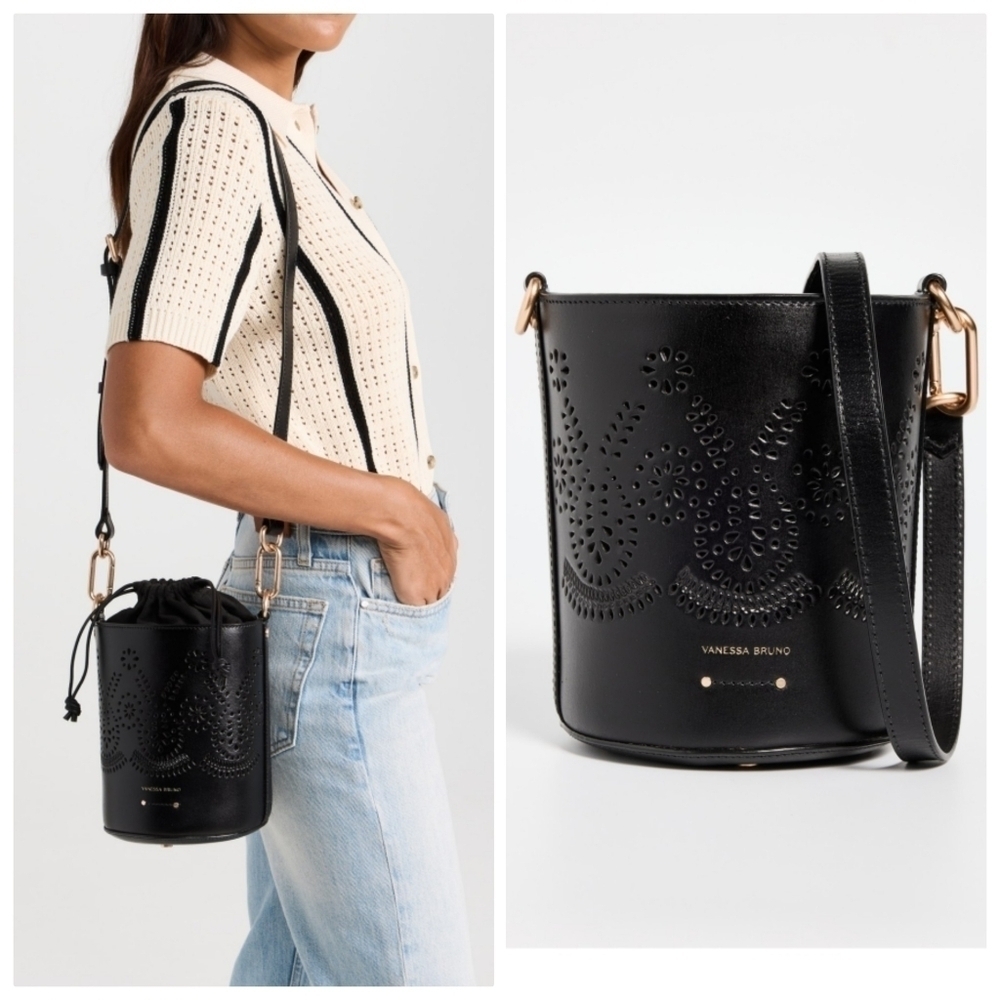 New Vanessa Bruno Holly Leather Mini Seau Limited Edition Black Bucket Handbag